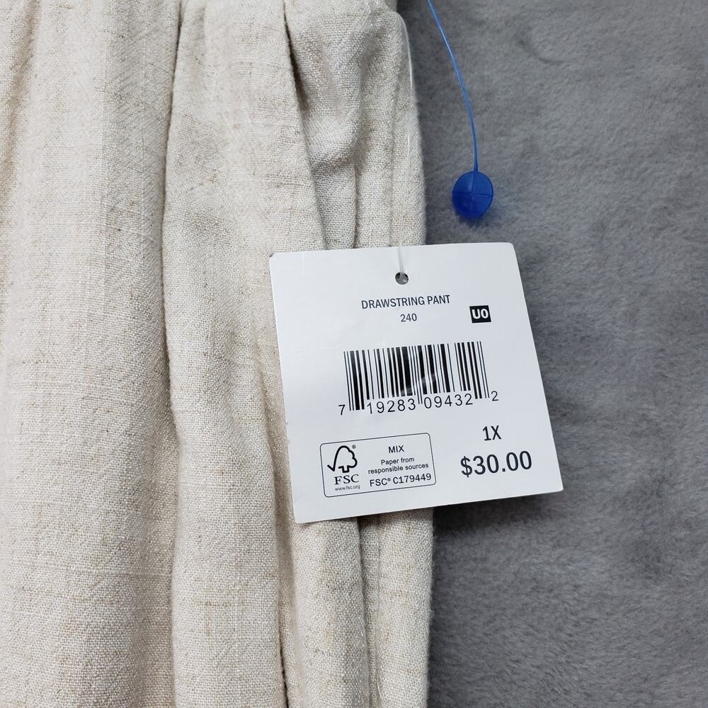 Falls Creek Womens 1X Beige Linen Blend Lounge Pants Wide Leg Drawstring NWT - Picture 12 of 15
